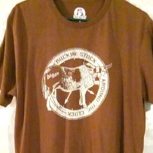 Brown Short Sleeve Graphic Tee with Circular Logo